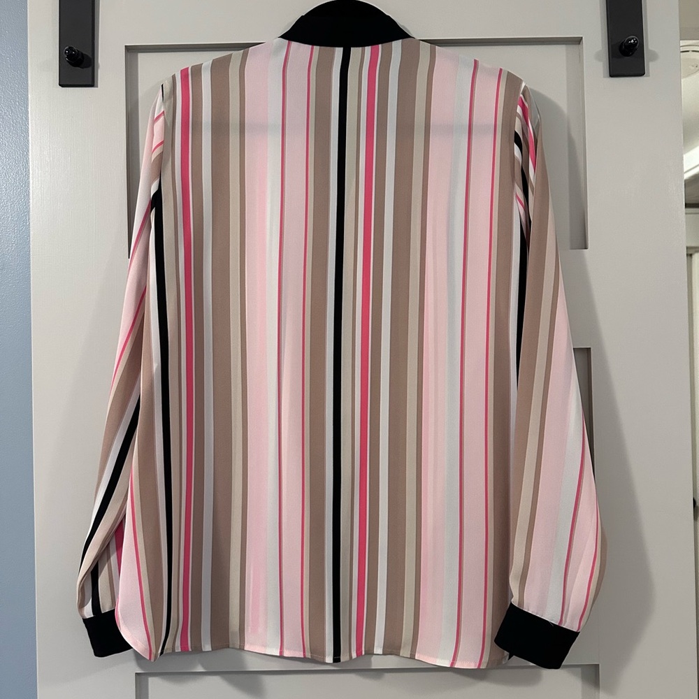 Anne Klein Multi-Colored Stripe Button Up Blouse - image 5